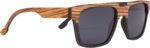 Polarized Modern Semi Square Sunglasses | Dark Lenses, Full Wood Frame | 100%  Ray Protection