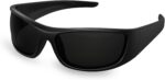 Super Dark Lens Black Polarized Sunglasses | Wrap Around Sport Sunglasses Unisex | UV400 | CAT 4 | For Photophobia