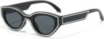 Retro Oval Sunglasses for Women Vintage 90s Cat Eye Sun Glasses Trendy Small Oval Cateye Line Shades