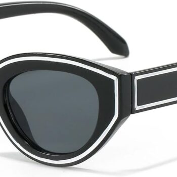 Retro Oval Sunglasses for Women Vintage 90s Cat Eye Sun Glasses Trendy Small Oval Cateye Line Shades