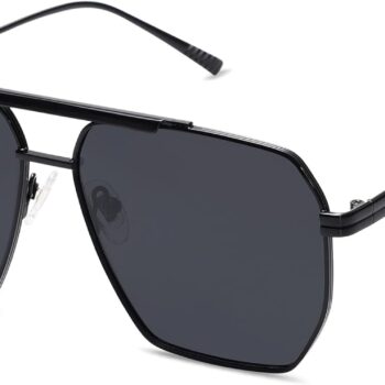 Retro Oversized Square Polarized Sunglasses for Women Men Vintage Shades Classic Large Metal Sun Glasses