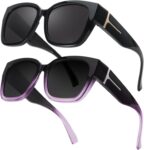 Fit Over Glasses Sunglasses for Women, Trendy Oversized Polarized Wear Over Sun Glasses with UV400 Protection（2 Pack）