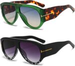 Trendy Oversized Aviator Sunglasses for Women Men Square Thick Frame Large Sun Glasses UV400 Protection