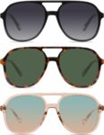 Retro Square Aviator Sunglasses for Women men Vintage 70s Double Bridge Sun Glasses