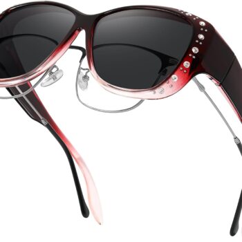 Over Glass Sunglasses for Men Women,Lightweight Square Polarized Sunglasses Wear Over Glasses,UV Protection
