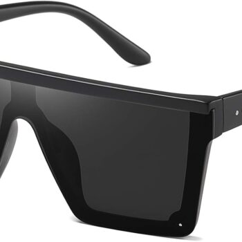 Square Sunglasses for Women Men Fashion Big Frame Flat Top Sun Glasses Mirror Lens