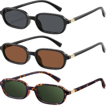 Retro Rectangular Sunglasses for Women Narrow Trendy Small 90s Style Square Frame UV Protection Sun Glasses