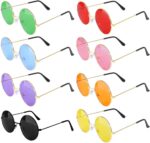 8-20 Pairs Round Hippie Sunglasses Circle Sunglasses for Women Glasses Multicoloured Hippie Headband Disco Party