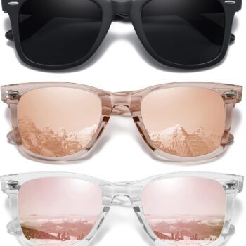 Retro Polarized Sunglasses for Women Men Classic Mirror Lens Driving Trendy Sun Glasses UV Protection (3 Pack)