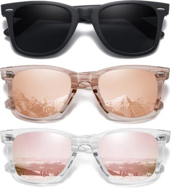 Retro Polarized Sunglasses for Women Men Classic Mirror Lens Driving Trendy Sun Glasses UV Protection (3 Pack)