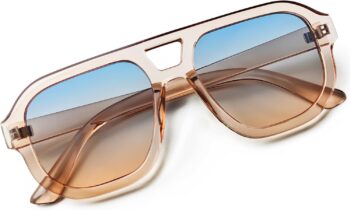 Trendy Polarized Square Aviator Sunglasses Women Men Square Eyewear Frame, Retro Sun Glasses for Women Men  Shades
